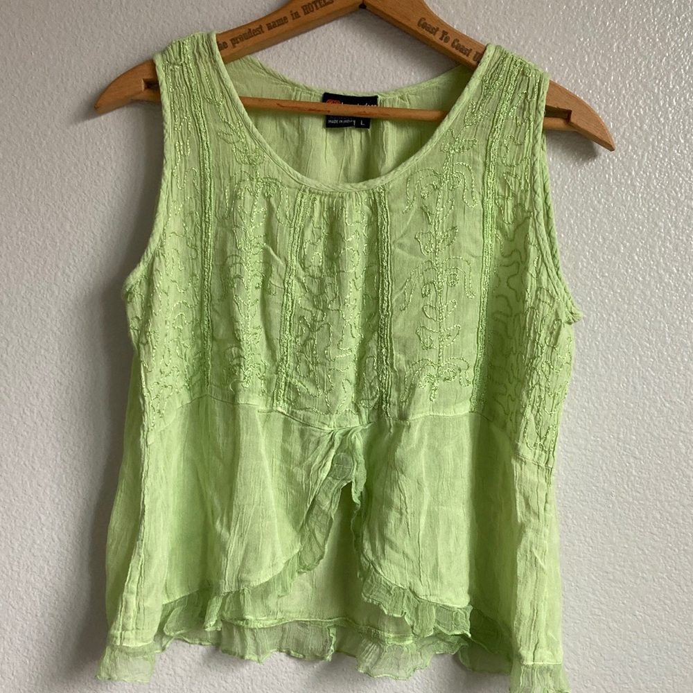 Vintage 90s Y2K Fairy Grunge Fairycore embroidered asymmetric tank top Size L
